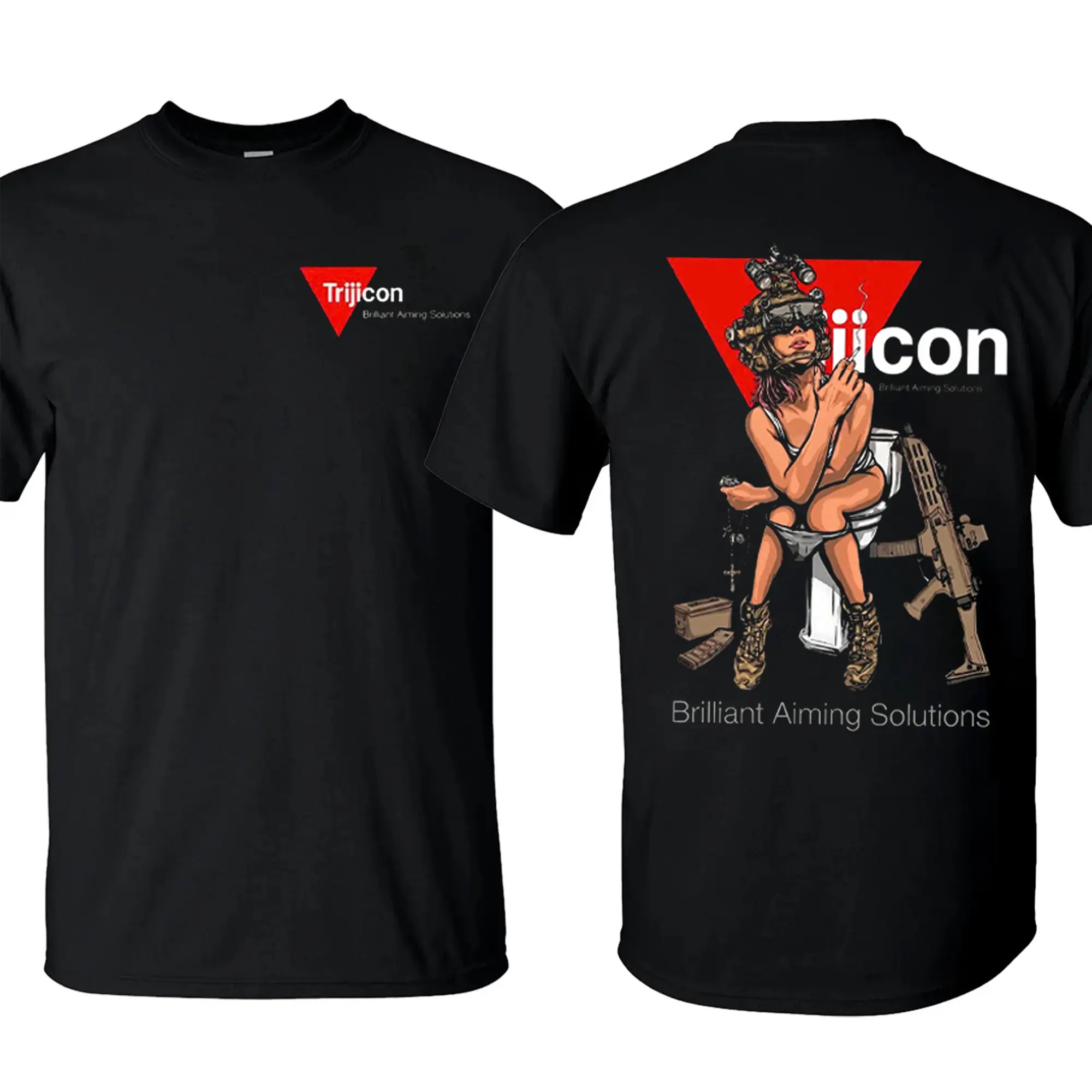 DOMINIAN Trijicon Tactical Girl Graphic T Shirt Men's Retro Military Tactical Logo Graphic Tee Outdoor Sports Apparel Gift Men