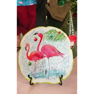 Coastal Flamingo Christmas Sand Dollar – Handmade Decor