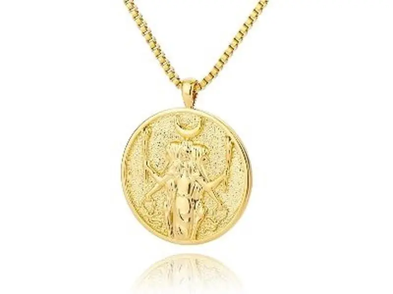 Greek Mythology Hecate Athena Artemis Coin Necklace,Medal Medallion Queen Necklace for Women