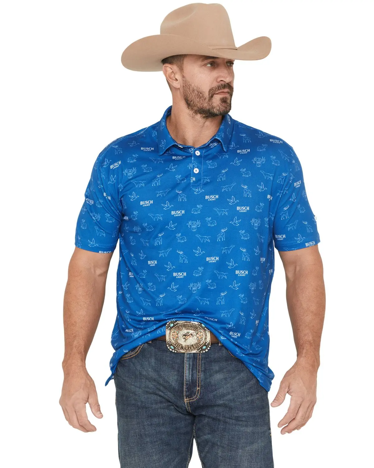 Buckwear Men's Men'S Busch Light Repeat Short Sleeve Stretch Polo - 5562