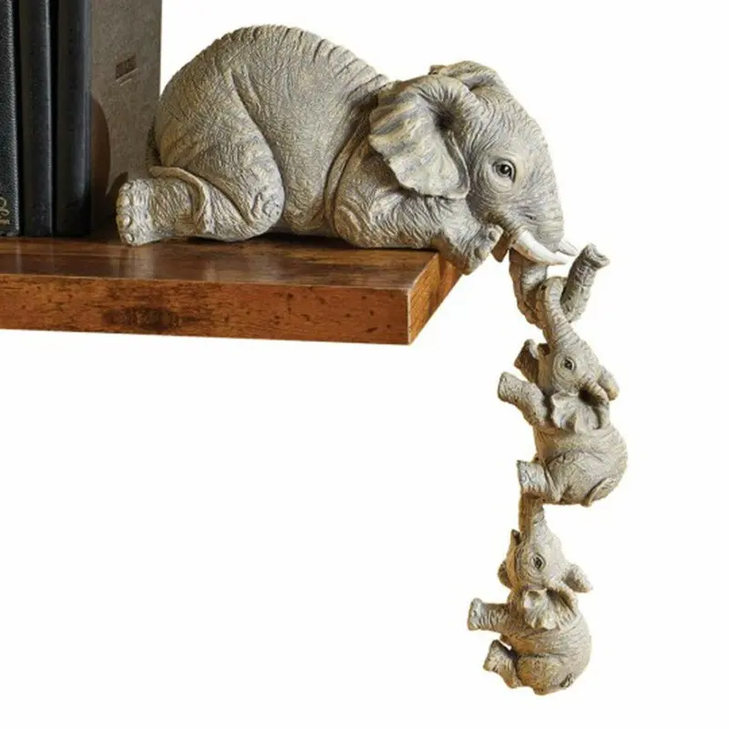 Cross-Border Elephant Set, Auspicious Longevity Gift, Parent-Child Elephant Ornament, Resin Figurine Statue, Animal Figurines, Resin Animal Ornaments, Cute Home Decor, Artisanal Design, Animal Decorative Figurines