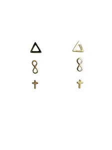 Minimalist Mini Geometric Earrings Set, Triangle Infinity Cross Studs, Everyday Wear Ear Jewelry, Gift for Students