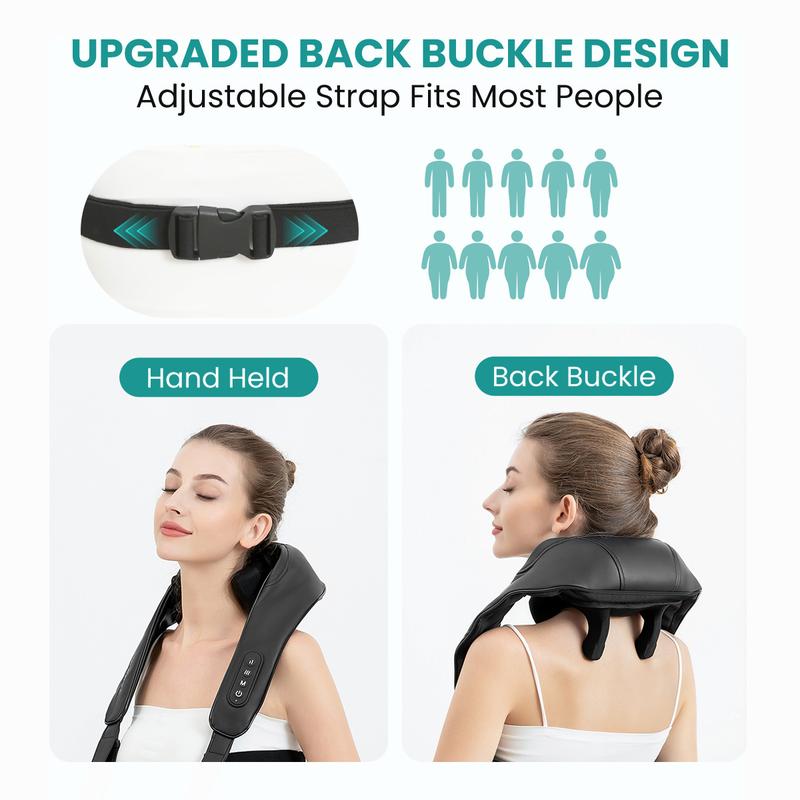 Wireless Neck Massager with Heat, Nekteck 6D Cordless Shiatsu Neck and Back Massager, for Pain Relief Deep Tissue, Ideal Gift for Men and Women