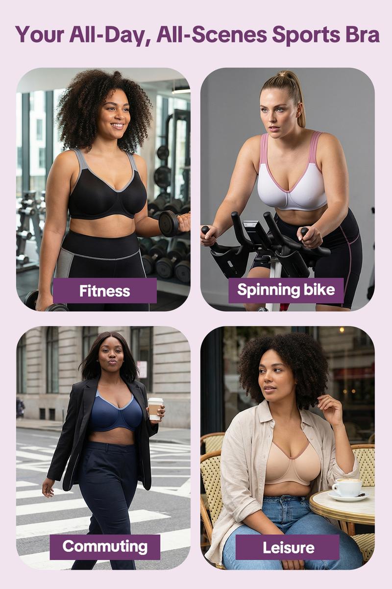 HSIA Athea Hybrid Active Vibe Soft Support Non-padded Unlined Full Coverage Wide Strap Outside Underwire Sports Bra