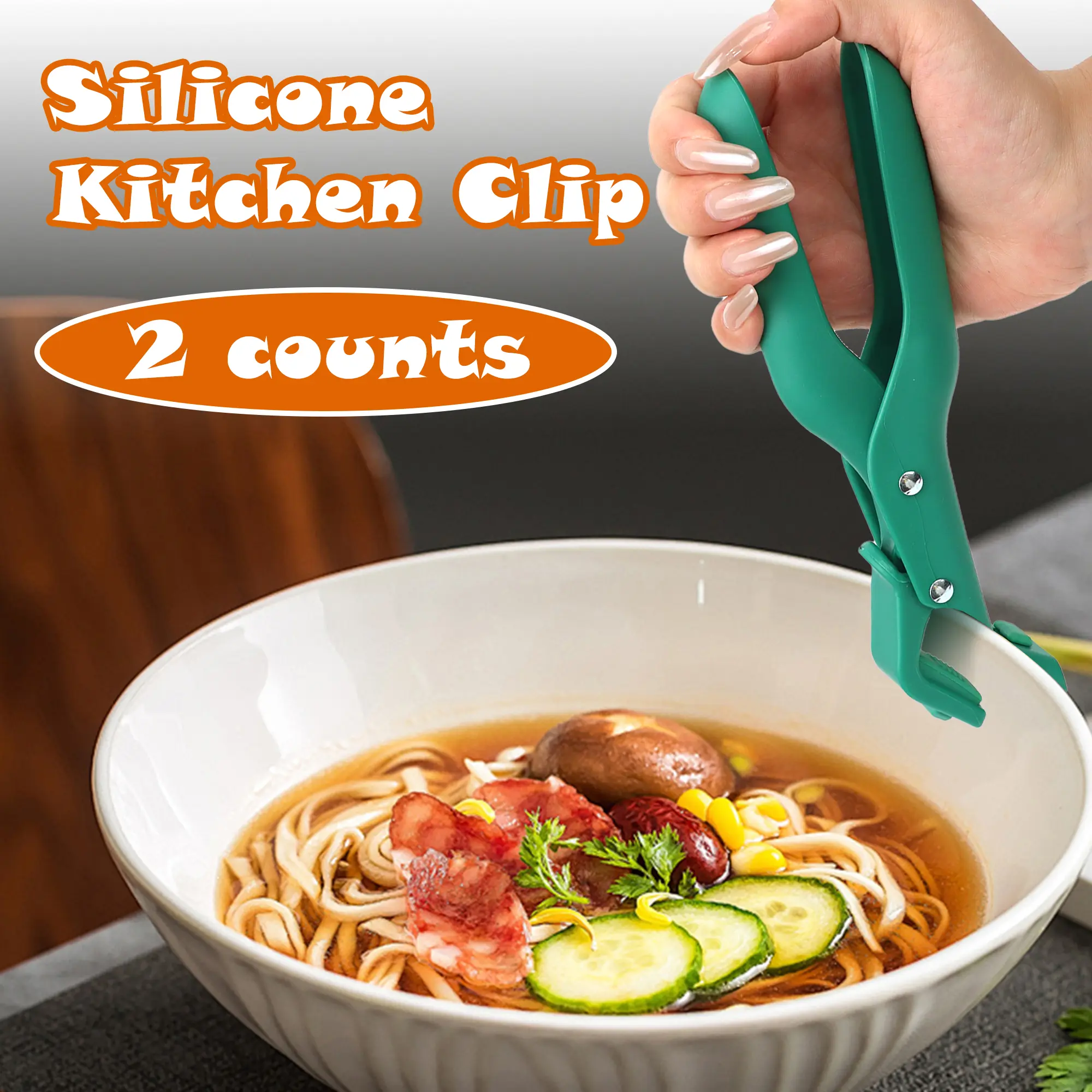 2 Counts Hot Plate Gripper, One-Handed Operation for Kitchen,Red & Green