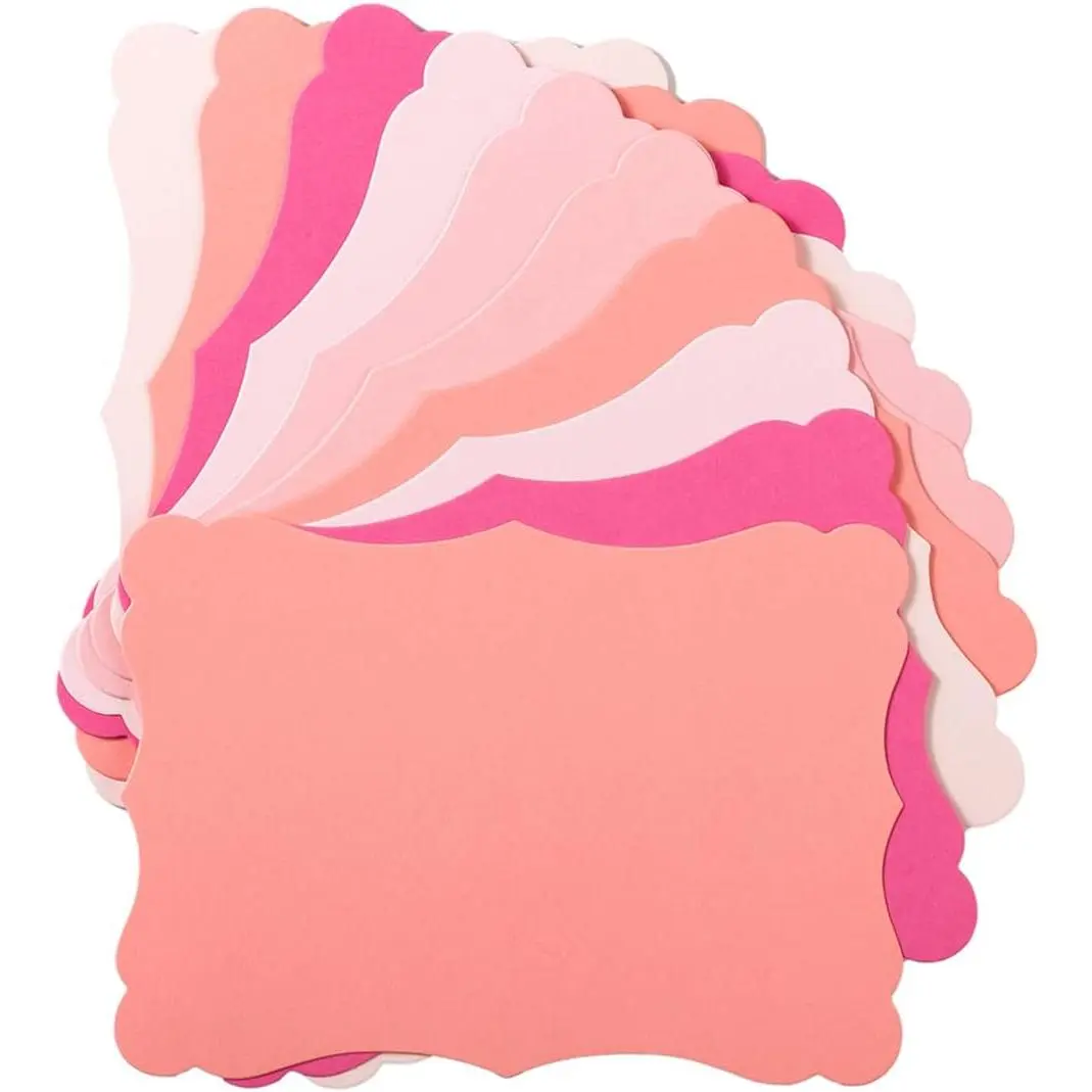 50 Pack Blank  Cards Cardstock Thick Paper Brown Greeting Cards for DIY  Card Menus,  Shower and Wedding Invitations (Pink, 5 Colors, 5x7IN)