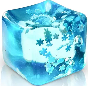 CT 【Easter basket fillers】Stress Balls Ice Cube with Snowflakes Inside for Your Best Mellow and Chill, Snow Pieces Silent Nice Square Shape Anxiety Sensory Squishy Fidget Toy Slow Rise, Classroom Prizes, Calming Kids Adults,Valentine's Day gift