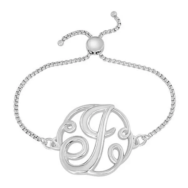 Stately Steel Stainless Steel Initial Chain Adjustable Bracelet