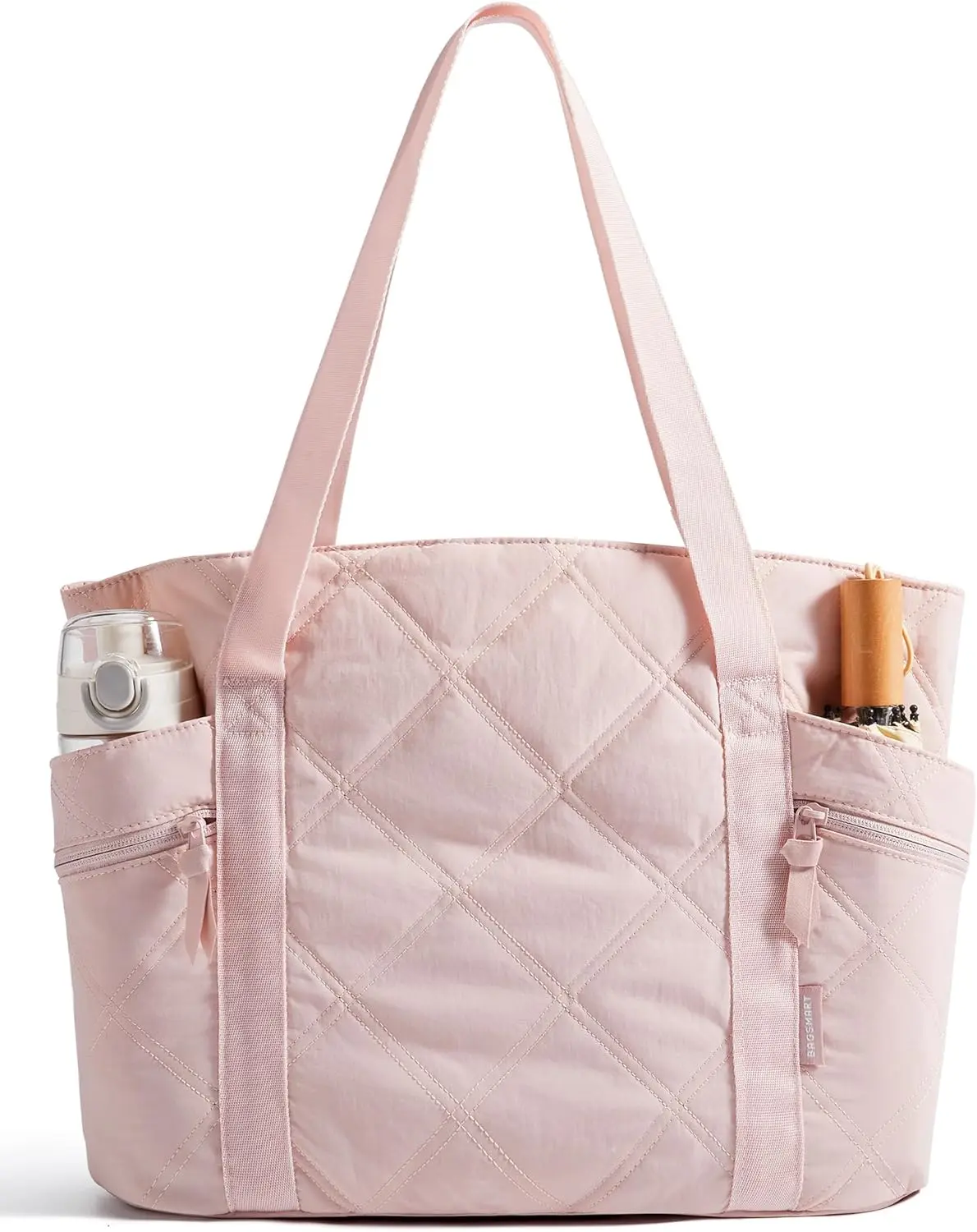 Women's Crush Puffer Tote Bag, 20L Zippered Quilted Bag for Work, Nurse Hospital Travel Essentials