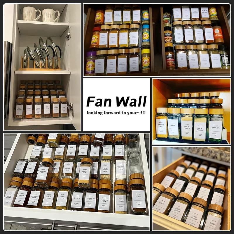 24Pcs Glass Spice Jars with Bamboo Lids & Labels, Airtight Seasoning Containers Set, Kitchen Spice Organizer for Herbs, Salt, Pepper & Seasoning Storage