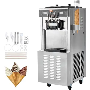 VEVOR 1850W Commercial Soft Ice Cream Machine 3 Flavors 5.5 to 8.2Gallon per Hour PreCooling at Night Auto Clean LCDPanel for Restaurants Snack Bar, SliverVEVOR Super Brand Day