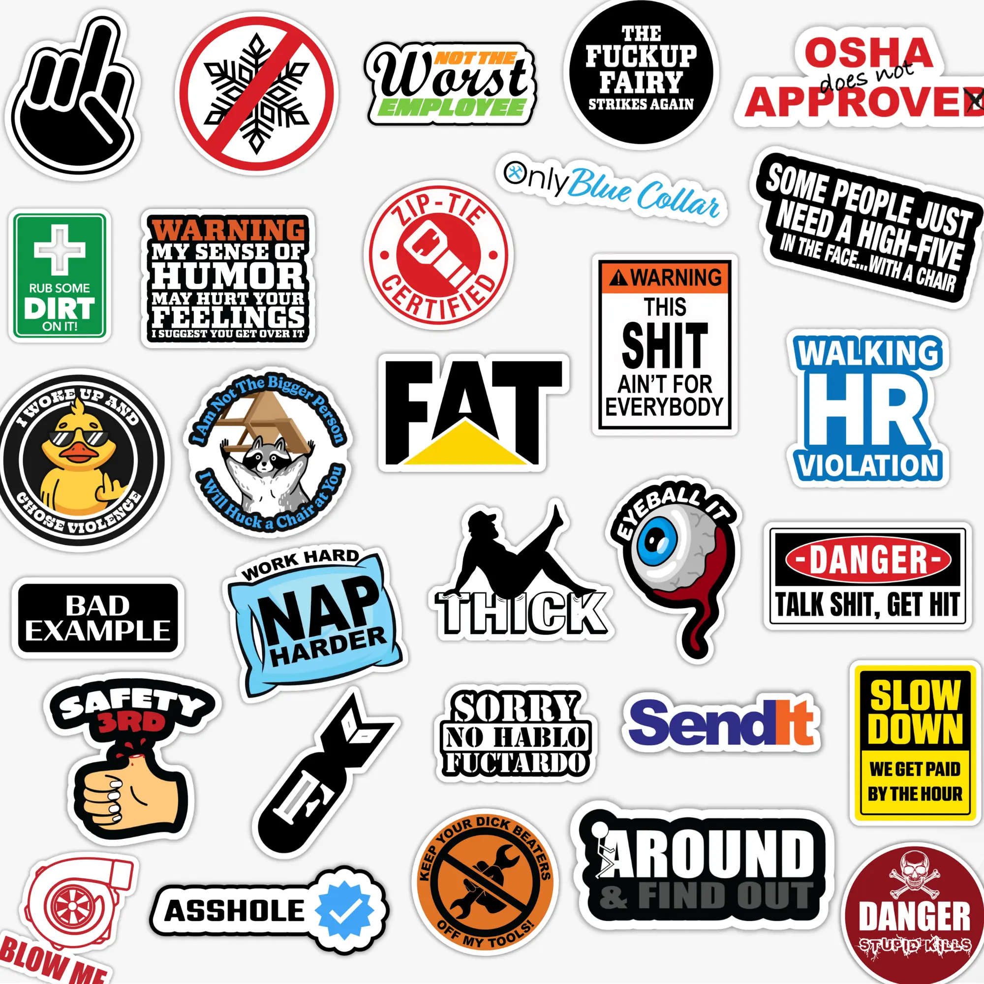 OSHA-Themed Parody Sticker Pack – 30-Piece Premium Hilarious Hard Hat & Toolbox Stickers | Premium 6mm Vinyl | All-Season & Waterproof waterproof decal Adhesive Strips