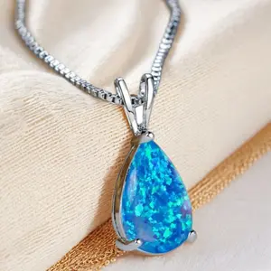 1 Piece Three Claw Teardrop Synthetic Opal Clavicle Chain Multi Color Optional Elegant Stylish Accessory for Women Daily Wear Banquet Birthday Valentine's Day Christmas Gift