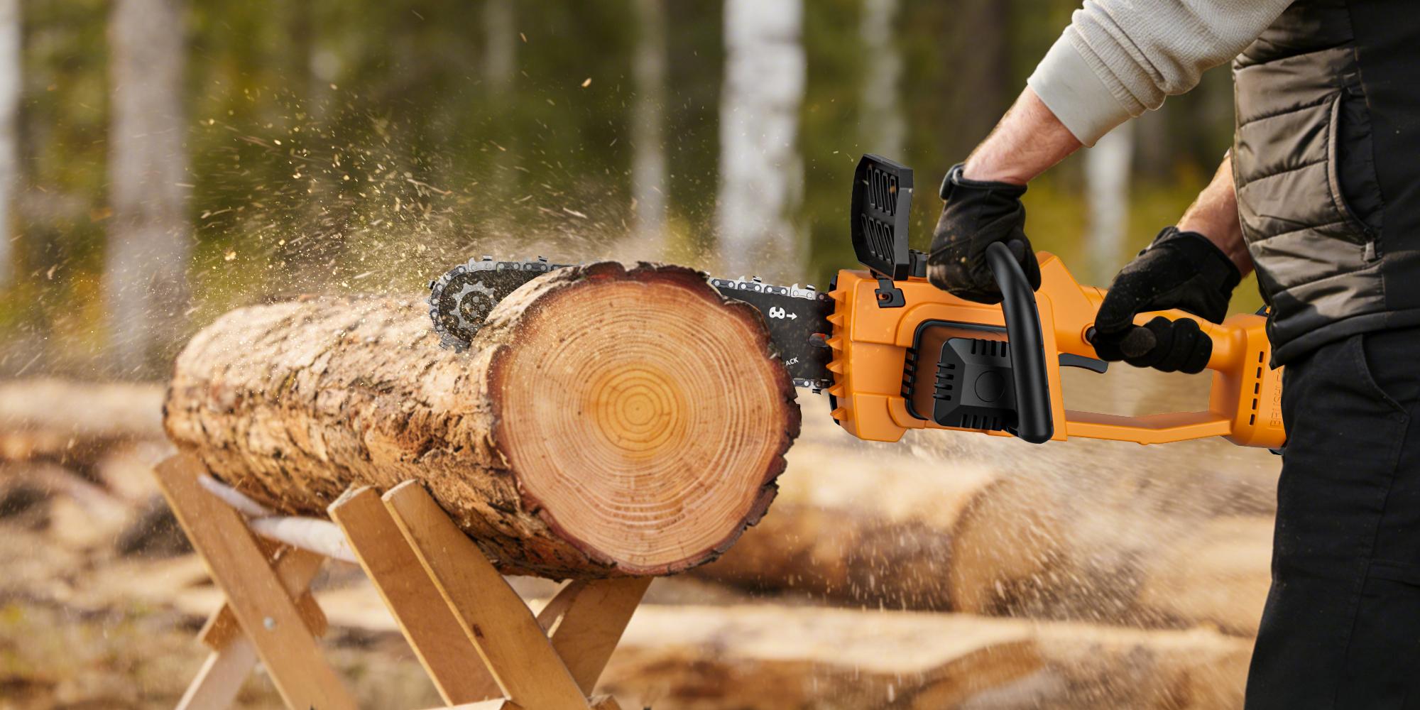 HANWISE 12 inch brushless electric chain saw, enhanced handheld design, with wireless and portable functions. Suitable for cutting wood, pruning trees, and maintaining courtyards and gardens. It is an excellent gift choice for men and husbands.