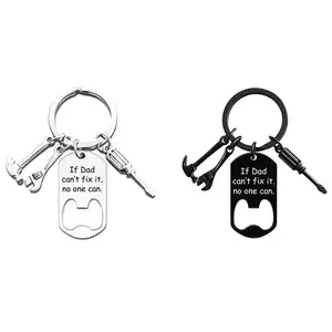 Dad Gifts Black Dad Keychain Keyrings Bottle Opener Keychain Dad Gift  Mini Hammer Wrench Screwdriver Engraved - If Dad can't fix it，no one can Father’s Day Gifts