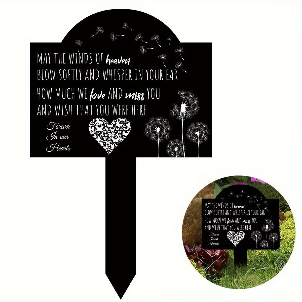 Acrylic Grave Monument, Sympathy Memorial Plaque Personalized with Heart, Wishes, Forever, Whisper for Loved Ones, Stake Marker for Outdoor Gardens & Cemeteries, Suitable for Remembrance Ceremonies, Outside