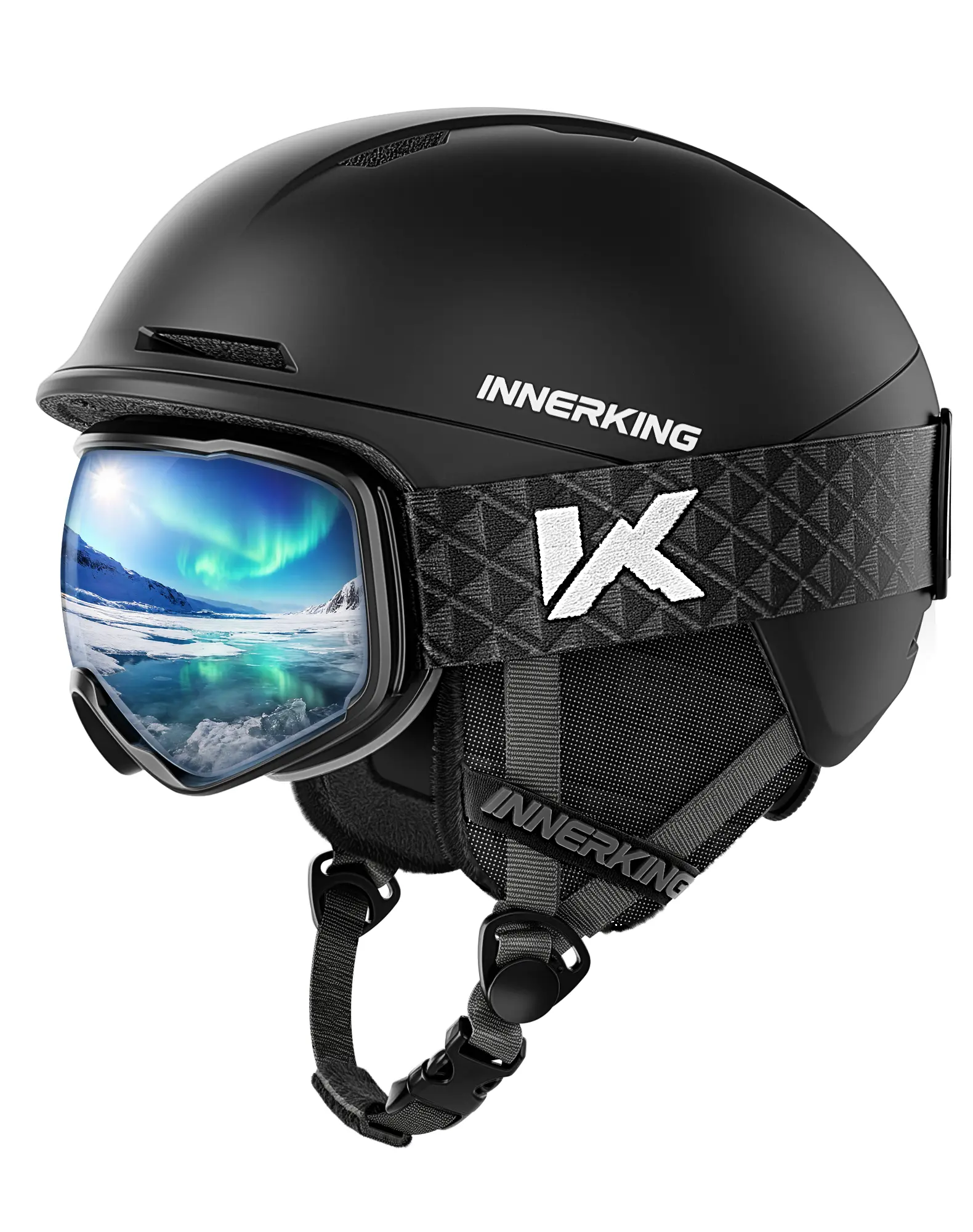 Innerking Ski Helmet with Goggles - Black Matte Finish, Secure Fit, and Durable Design for Winter Sports 820+291