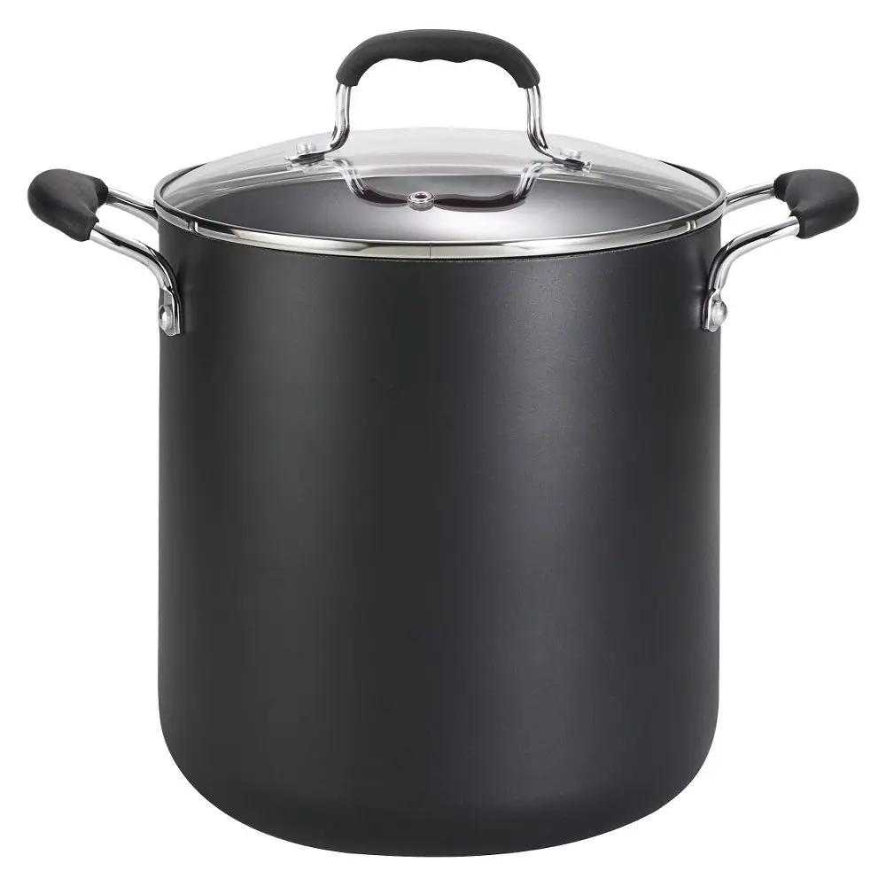 T-Fal 2PC Aluminum Plastic Glass Stockpot Cookware Set 350F 12QT Stock Pot