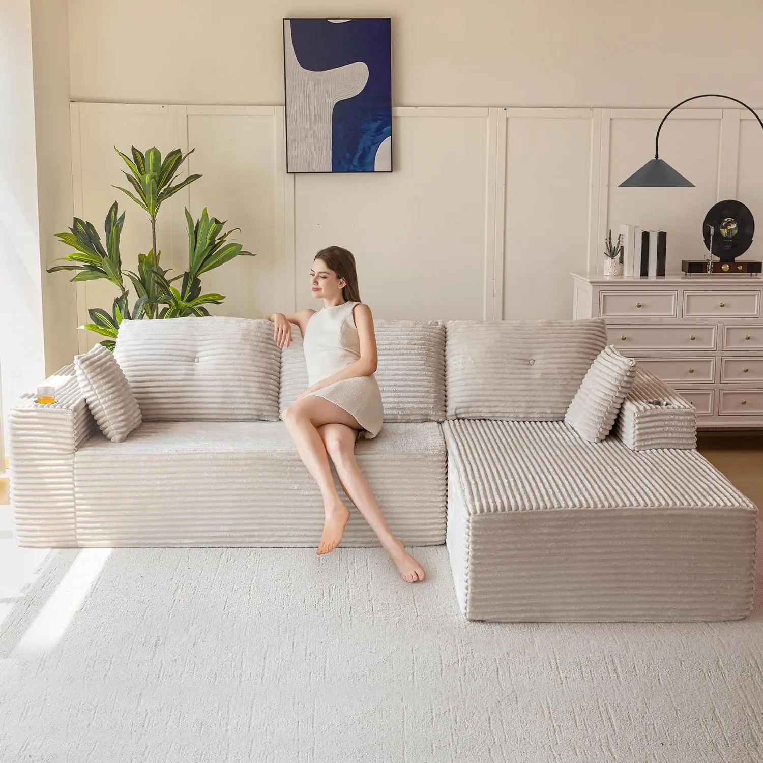 Grayish Beige-Right Facing Chaise