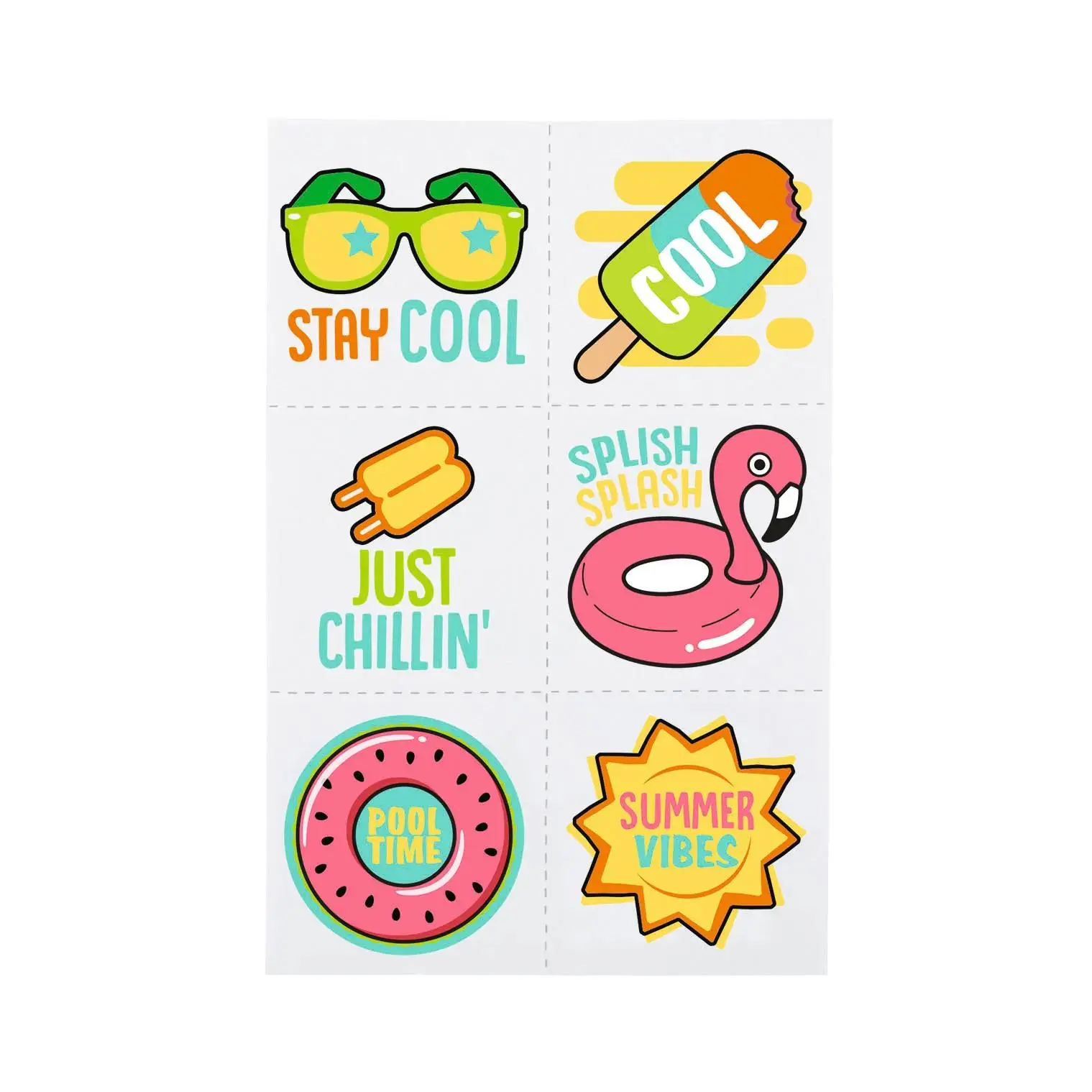 1 1/2" Bulk 72 Pc. Summer Fun Temporary Tattoos Assortment