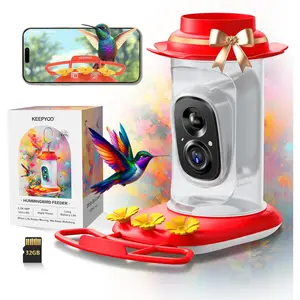 2.5K Hummingbird Feeder with Camera, Non-Subscription Wireless Smart Bird Feeders for Outdoors, Video Watching AI Camera with Auto Capture Videos & 32GB Card, Gift for Bird Lovers