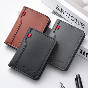 Soft  Leather Credit Card Wallet Holder Short Vertical  Men's Wallet