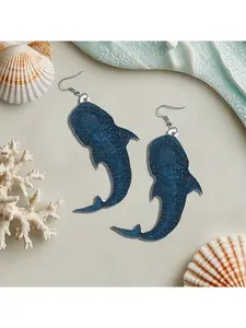 Whale shark earrings, blue marine creatures, animals, fun, sweet, cute, fashionable earrings, women's party gift, acrylic