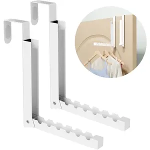 Over The Door Hanger Folding Clothes Drying Rack, Folding Hanging Coat Rack for Indoor Laundry Room Compact Small Space Foldable Portable Clothing Hanger Hook Collapsible- 2 Pack