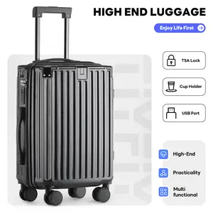 TIYFIY  3-Piece Expandable Luggage Set, ABS/PC Suitcase Set with Dual Spinner Wheels, Durable Hard-Shell Travel Bag with Combination Lock, Featuring Cup Holder, Phone Holder, USB Port & More (20/24/28 Inch) Back-to-School Gift, Outdoor Travel cabin Rose