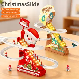 Electric Santa Slide & Climbing Toy With Automatic Stairs, Dynamic Movement Electric Climbing Stairs Toy, Stairs & Track System, Parent-child Interactive Toys, Educational Toys for Boys and Girls, Ideal Gifts for Christmas