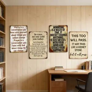 Inspirational Slogan Wall Decor Set, 1pc/4pcs Vintage Metal Aluminum Plaque 12x8 Inches, Bedroom Living Room Home Decoration Art, Vintage Metal Sign