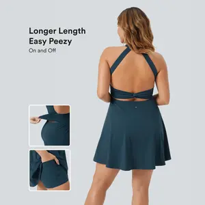 Halara Backless Twisted Flare Dance Plus Size Active Dress-Longer Length-Easy Peezy Edition