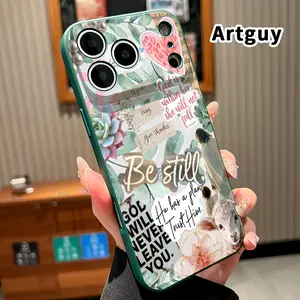 Straight Edge Phone Case for iPhone 17 16 Pro Max 15 Plus 14 13 12 11 Air XS XR E Divine Faith Inspire Pattern Drop Protection Shockproof Soft Silicone smartphone Cover