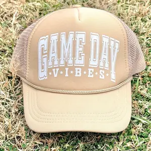 Gameday Vibes Trucker Hat Sports Hat Adjustable Snapback Black Mesh Cap for Game Day Events
