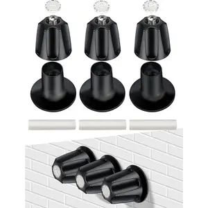 3 PCS Shower Knob Replacement, Tub Faucet Handle with Hot/Cold/Diverter/Flange Base, Bathtub Knob Compatible with Price Verve Fits 5-1/2''H,12 Tooth Broach Stem (Black)