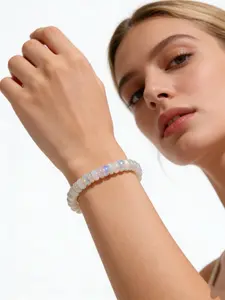 1pcs Natural Ethiopian Opal Bracelet for Menopause Women, Elastic Cord Material, Emotion Balance Support, 1pc Jewelry Accessory, Stretch Bangle, Beads Bracelets