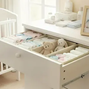 Small Foldable Fabric Drawer Organizer 3-Pack - 11" Breathable Closet & Dresser Storage Bins for Socks, Underwear, Bras & Baby Clothes, Gray