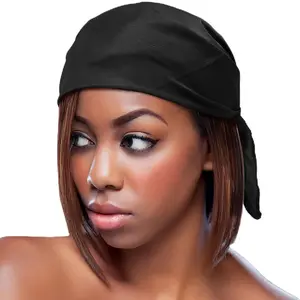 Donna Satin 30”x30” Square Head Scarf For Hair Protection, Soft & Smooth Head Wrap For Sleep or Daily Use, Multi-Purpose Hair Accessory, Black