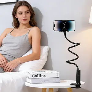 1pc Flexible Bendable Aluminum Alloy Phone Holder, 360° Rotation Hands-Free Clamp Stand, Soft Secure Grip, Universal Mount for Multiple Uses