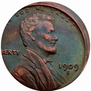 1909 Lincoln Die Obverse | Rare Blue toning | Wheat Cent Off Center Double Struck Error - Uncirculated | Historical Collectible