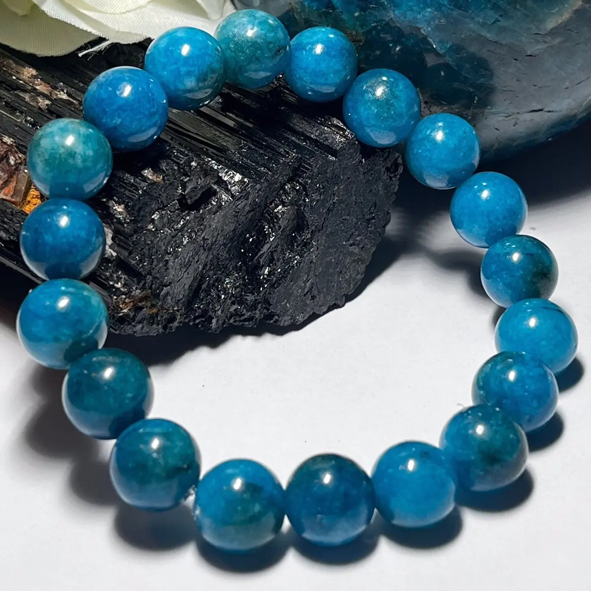 Blue Apatite Crystal  Healing Bracelet. Grade A+++ 8mm