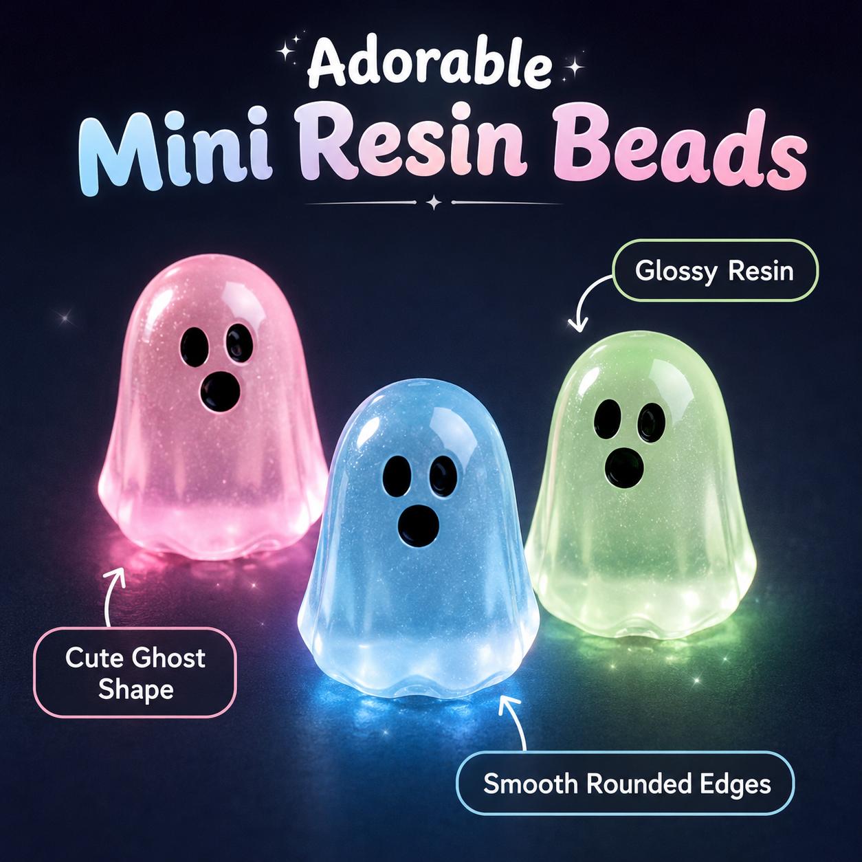Glow In Dark Cute Ghost Resin Bead Set, Random Pattern Luminous Decorative Charms, Perfect Halloween Party Ornaments, Micro Landscape Filler & DIY Craft Material, 20/50 Packs Household Interior Decor Accessories
