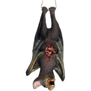 Halloween Hanging Bats Props Trick Toys Simulation Rubber Dead Bat Hanging Ornament Party Decor Prank Prop Cats Dogs Interesting Toys Halloween Party Favors Vampire Rats for Haunted House Decoration