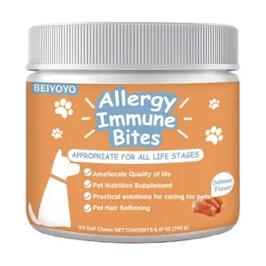 Allergy Immune Dog Bite-Chicken/Salmon Flavor Soft Chew Relieves Itching and Immune Support-Seasonal Allergy Supplements Probiotics and Omega 3 -Suitable for All Breeds