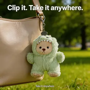 TEDDY HUGGY Cuddly Teddy Bear Collection – 6" Cute Little Bear in Green Dinosaur Costume with Rotatable Joints, Soft Plush Toy, Includes a Keychain That Can Be Attached Anywhere, Suitable for Kids & Adults, Birthday/Anniversary Gift