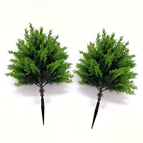 2pcs Decorative Artificial Cedar Topiary Trees - 20 in UV-Resistant High-Density PE Plastic No-Care Evergreen Geometric Asian New Zealand Style Faux Plants with 3-5yr Color Fix for Outdoor Porch/Front Door Home Decor