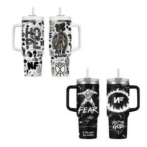 NF F.E.A.R Album Inspired Tumbler 40oz 20oz With Handle, Hip Hop Music Fan Gift, Insulated Cup
