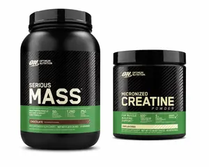 Optimum Nutrition Serious Mass & Micronized Creatine Powder Bundle – Chocolate Flavor + Unflavored – Daily Nutrition Supplement Pack