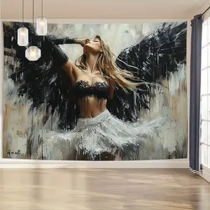 Black Wing Angel Tapestry Dark Angel Backdrop Fantasy Theme Wall Hanging Photography Background Gothic Decor for Living Room Bedroom Indoor Outdoor Party Decoration
