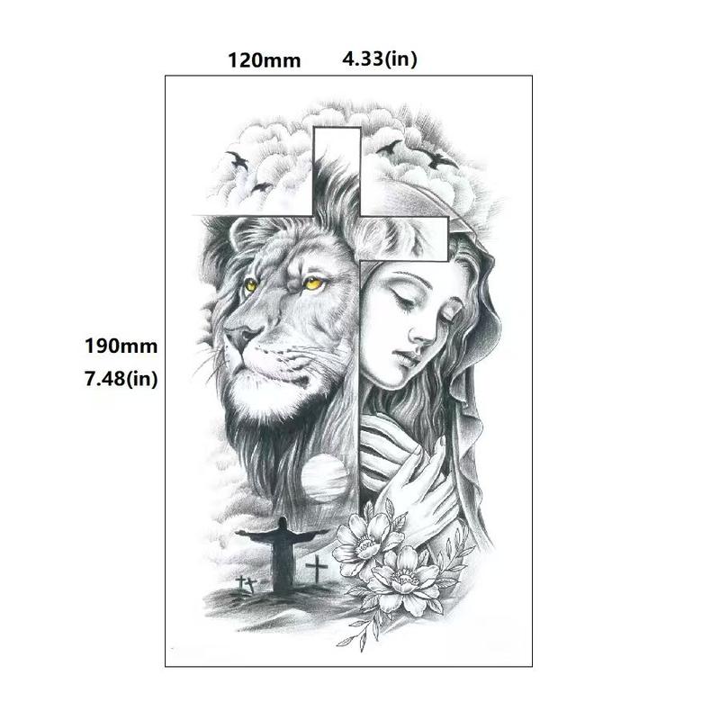 4 sheets, couple stickers, large black lion temporary tattoo stickers, Halloween temporary fake tattoo stickers, animal designs Sensitive